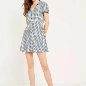 Urban Outfitters Mallory Button Down Plaid Mini Dress